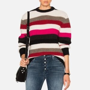 IRO‎ Solal Alpaca Merino Wool Blend Pullover Sweater Striped Ribbed Knit Size XS